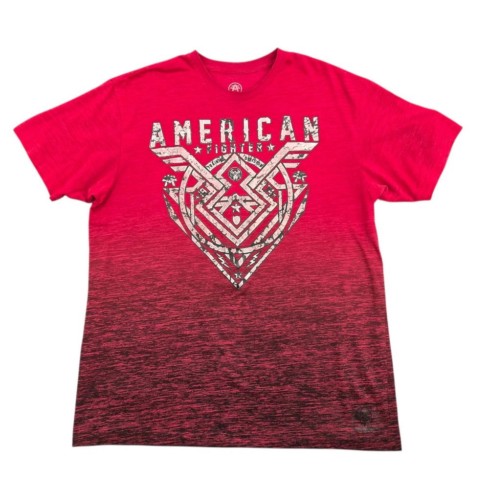 American Fighter Mens 3XL Red Ombre Graphic T-Shirt Training Division Overcome